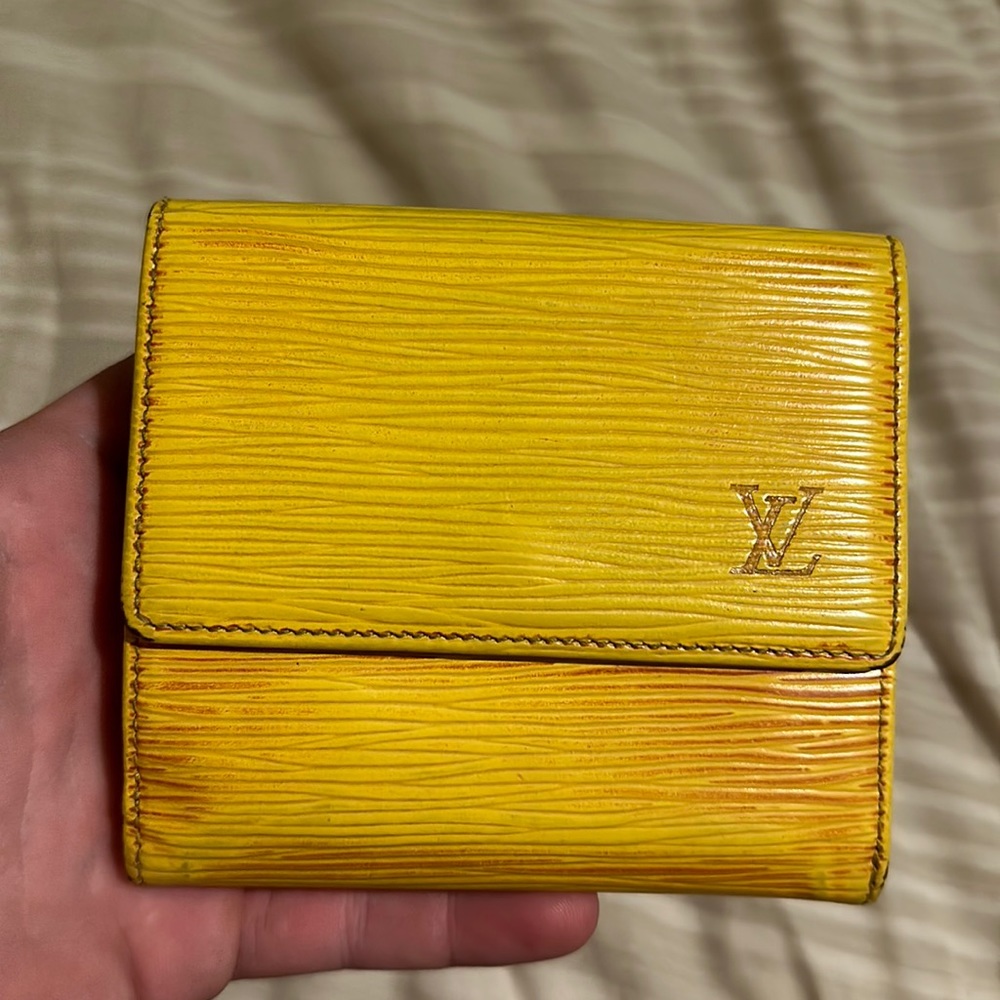 yellow lv wallet trifold